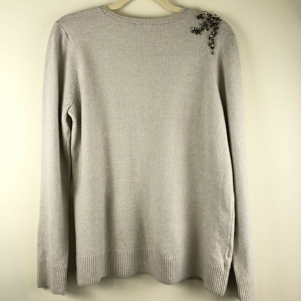 Loft Pullover Rouched Sleeve Rhinestone Sweater - Picture 6 of 6